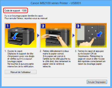 figure : Écran de message d'erreur
